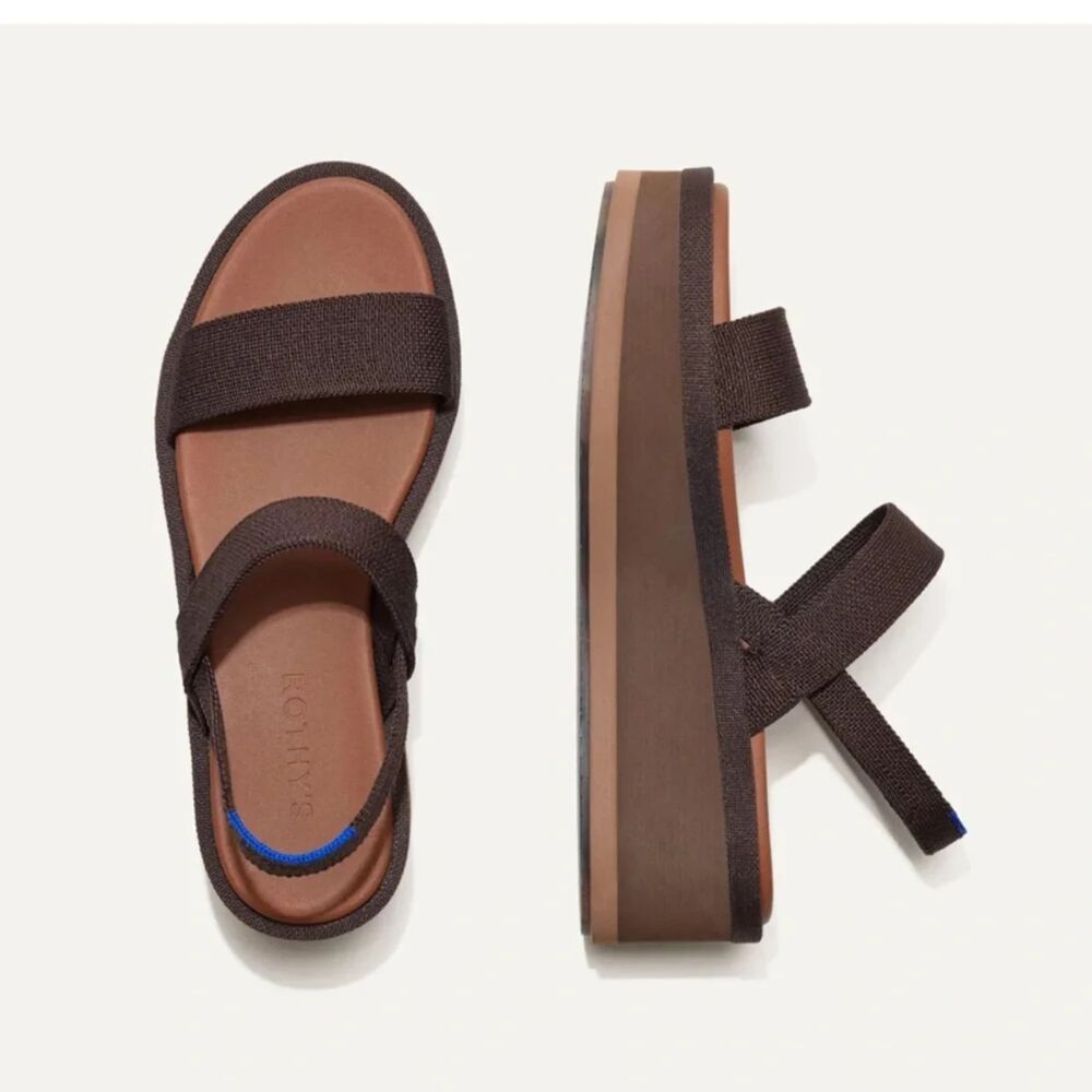 Rothy'sThe Lightweight Wedge Sandals in Cardamom Dark Brown Size 10W NWOT